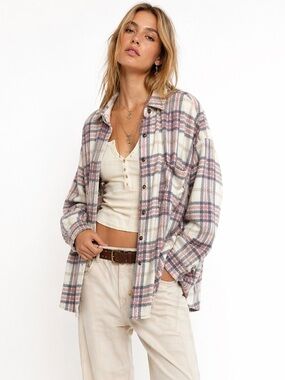 NWT Style Rack Houndstooth Plaid Flannel Shirt Jacket